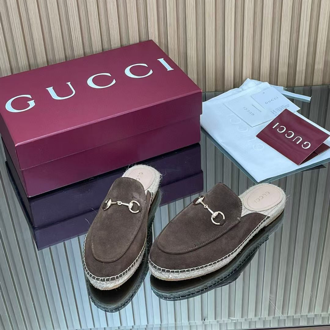 GUCCI 26S LOAFER MULES IN DARK BROWN SUEDE
