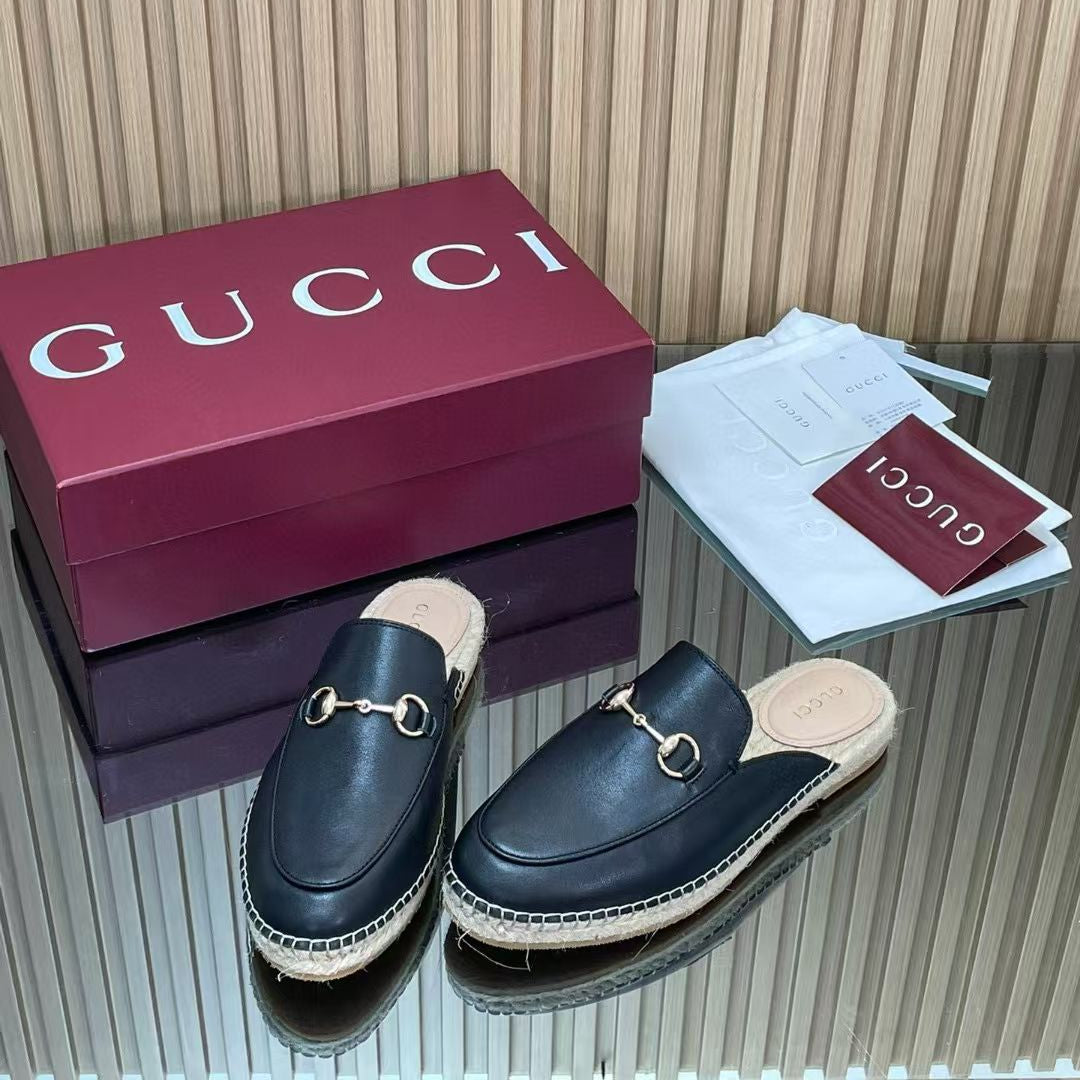 GUCCI 26S LOAFER MULES IN BLACK CALFSKIN