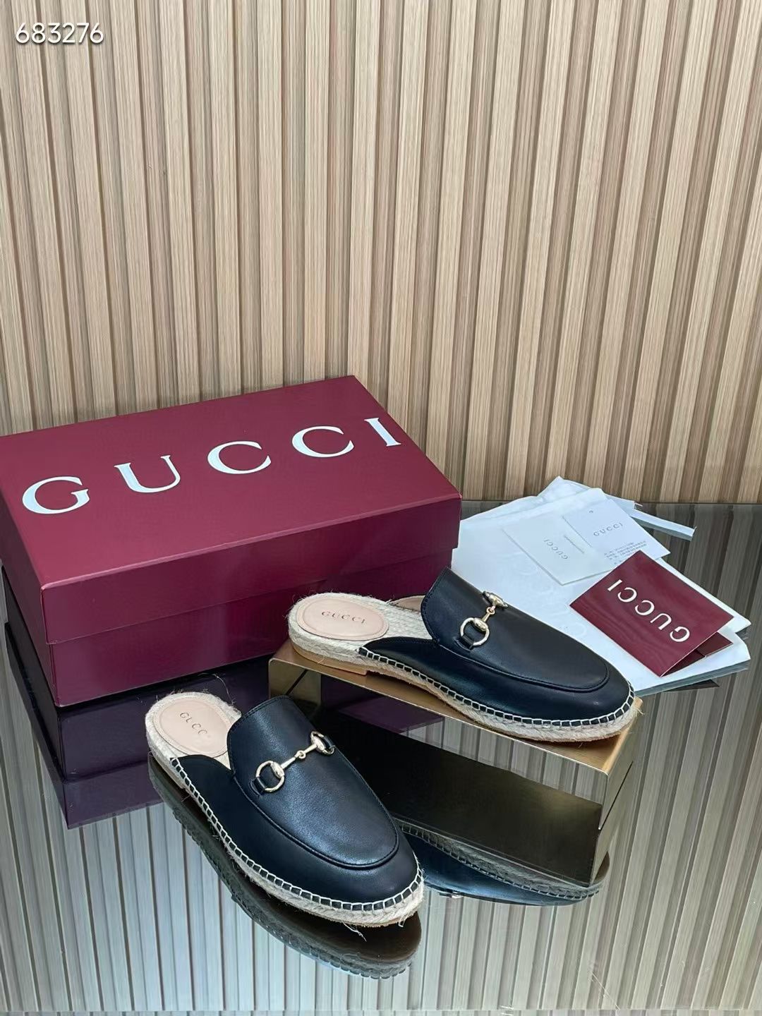 GUCCI 26S LOAFER MULES IN BLACK CALFSKIN