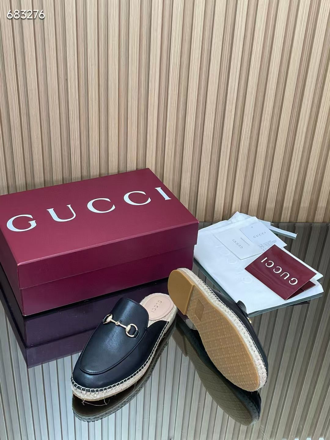 GUCCI 26S LOAFER MULES IN BLACK CALFSKIN