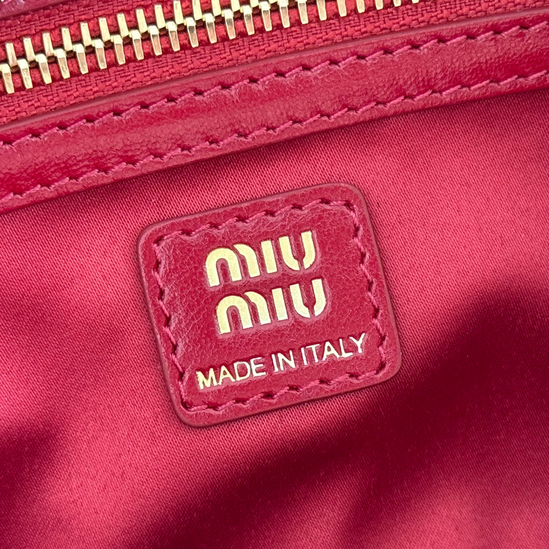 MIUMIU 26S TOP-HANDLE BAG 28 IN DARK RED CALFSKIN GOLD HARDWARE