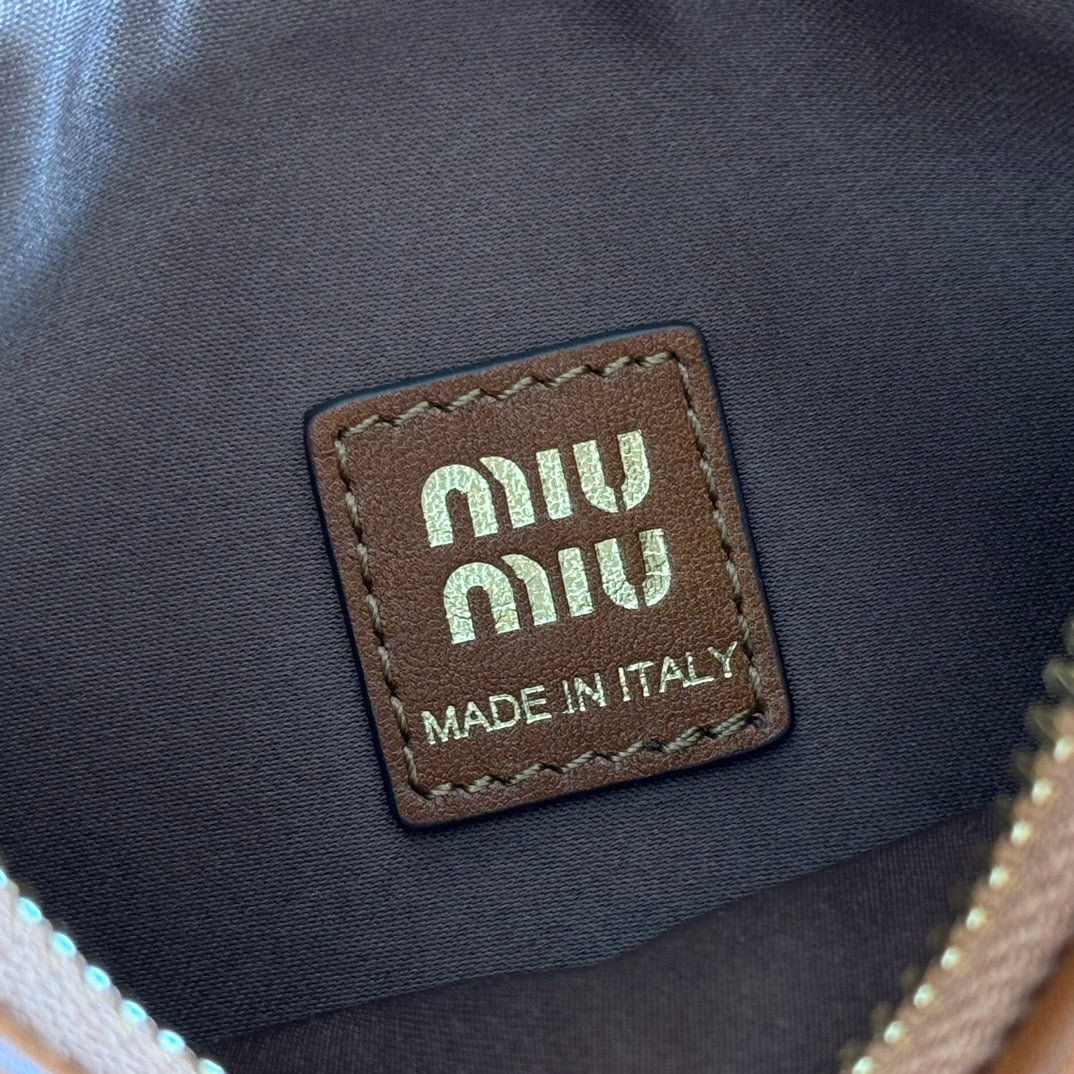 MIUMIU 26S WANDER BAG 20 IN BROWN CALFSKIN GOLD HARDWARE