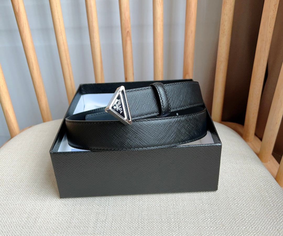 PRADA 25S BELT 30 MM IN BLACK CALFSKIN 595010